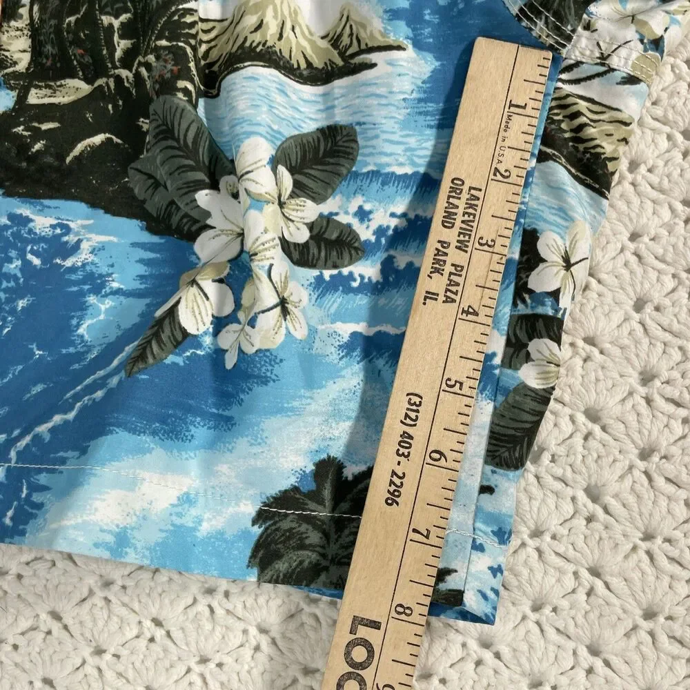 Caribbean Swim Trunks Mens L Mesh Lined Bathing Board Shorts Tropical Palm Trees